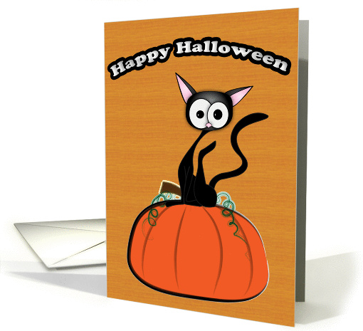 Happy Halloween Cat and Pumpkin card (246171)