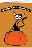 Happy Halloween Cat and Pumpkin card