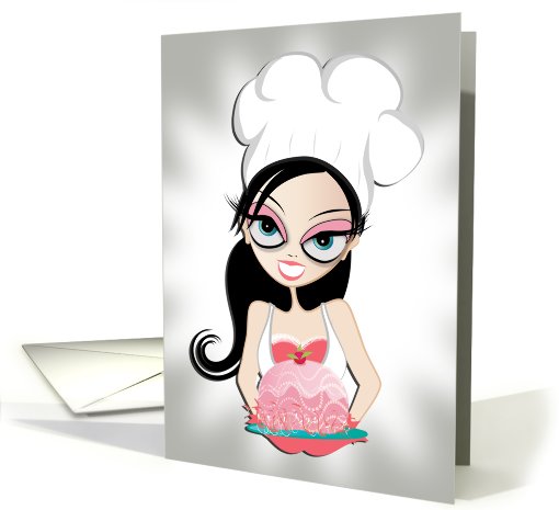 Cooking girl with a cake card (816139)