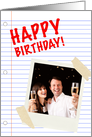 happy birthday! : notebook paper photo card