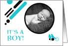 it’s a boy! : mod bird photo card