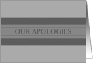 our apologies (blank inside) card