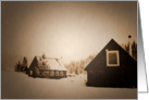snowy winter cabins card
