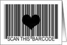 I MISS YOU barcode with black heart card