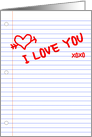 I love you notebook paper card