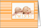 twins striped photo card announcement card