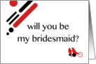 will you be my bridesmaid? : mod lovebirds card