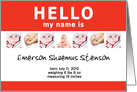 hello, my name is : new baby annoucement customizable photo card