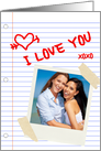 i love you notebook paper photo card