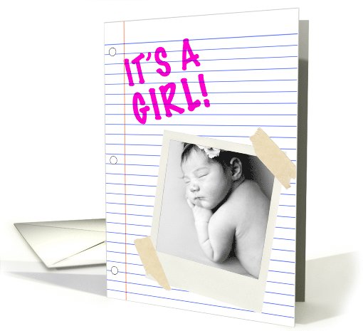 it's a girl! : notebook paper photo card (1105418)