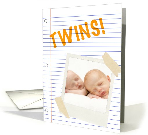 it's twins! : notebook paper photo card (1105422)