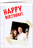 happy birthday! : notebook paper photo card