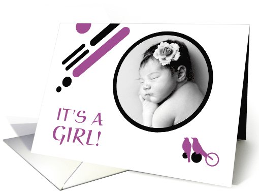 it's a girl! : mod bird photo card (1106384)