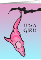It’s a girl! baby announcement (dolphin cocoon) card