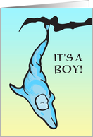 It’s a boy! baby announcement (dolphin cocoon) card