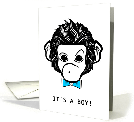 it's a boy (bowtie monkey) card (1355212)
