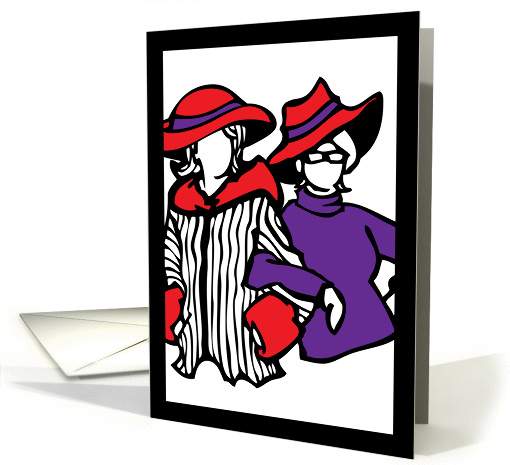 ladies in red hats(blank inside) card (1361854)