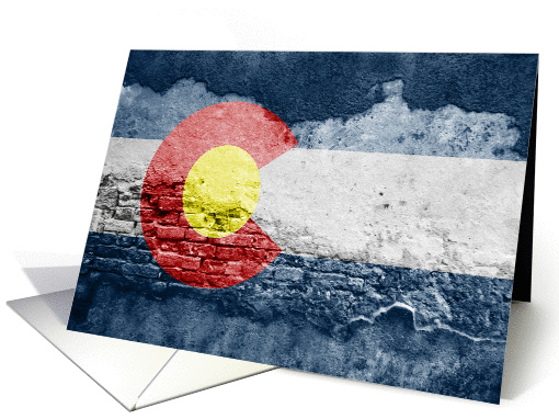 colorado flag on a brick wall card (1406916)