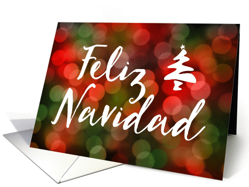 feliz navidad bokeh tree lights (blank inside) card (1408680)