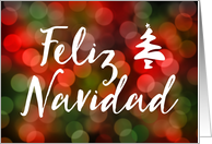 feliz navidad bokeh tree lights (blank inside) card