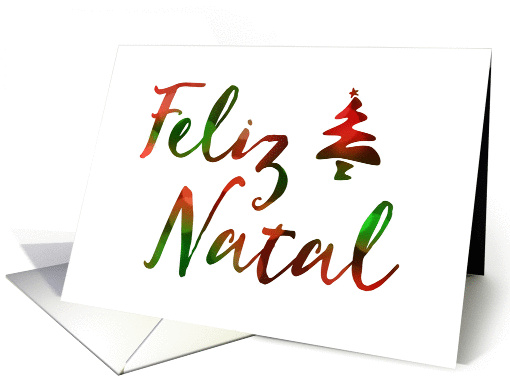 Feliz Natal bokeh tree lights (blank inside) card (1408692)