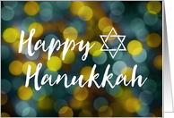 Happy Hanukkah bokeh card