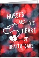 nurses are the heart of health care bokeh stethoscope card