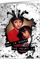 mom is where the anatomical heart is, in remembrance, custom photo card