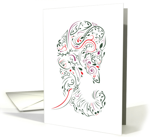 Merry Christmas Elephant Ornate card (1504192)