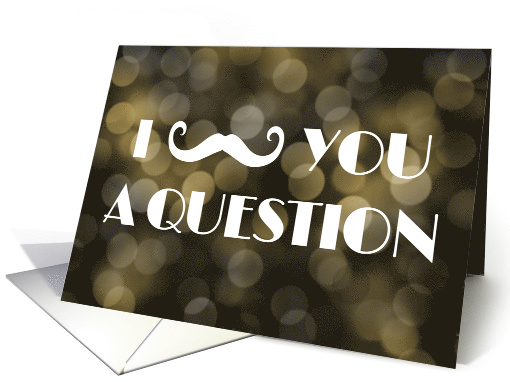 Mustache Groomsman Invitation Gold Bokeh Lights card (1522440)