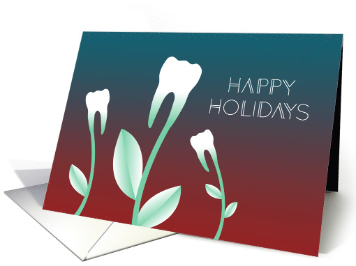 Happy Holidays Dentist Flowering Teeth Christmas Greetings card