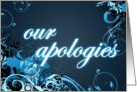 our apologies card