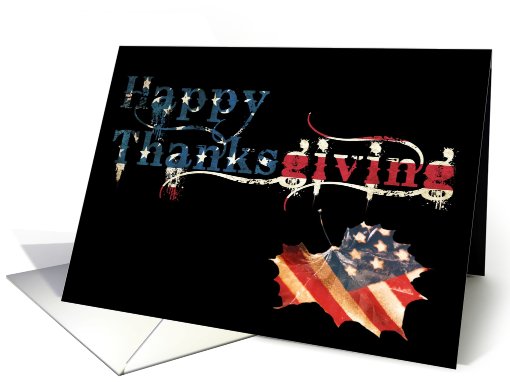 happy thanksgiving (fall flag) card (702241)