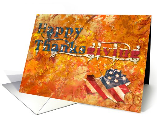 happy thanksgiving (fall flag) card (702243)