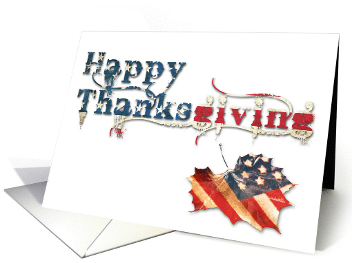 happy thanksgiving (fall flag) card (702522)