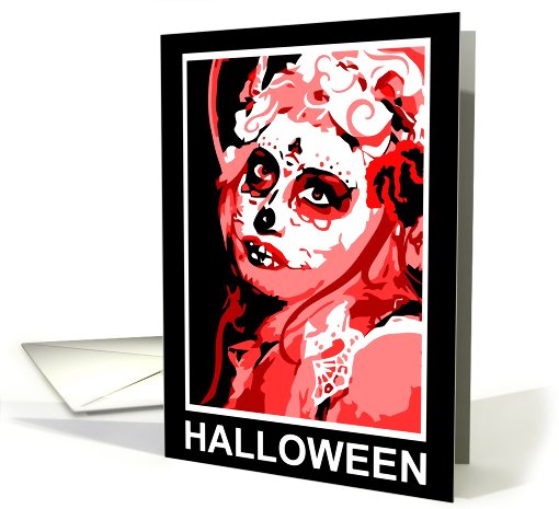 sugar skull halloween party invite card (706592)