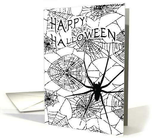 spiderweb halloween party invite card (706595)