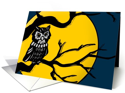 spooky owl halloween party invite card (706598)