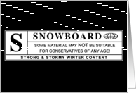 snowboard warning label card