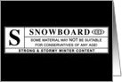 snowboard warning label card
