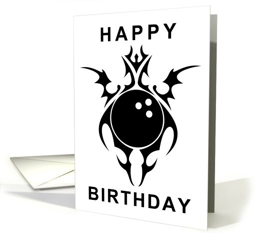 happy birthday : tribal bowling ball card (718887)