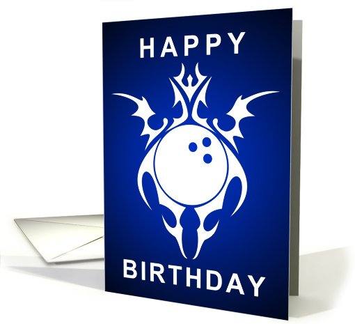 happy birthday : tribal bowling ball card (718888)