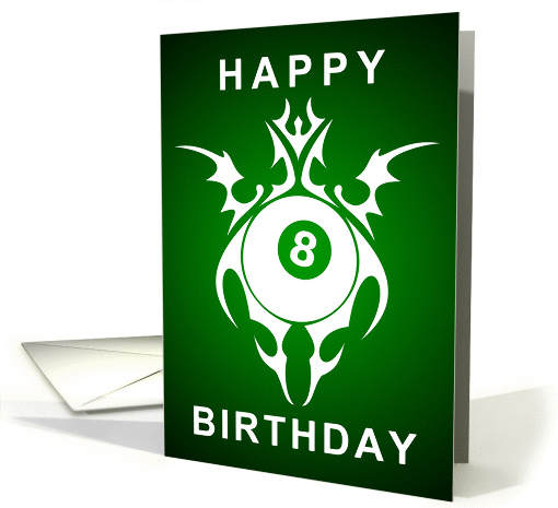 happy birthday : tribal eight ball card (718923)