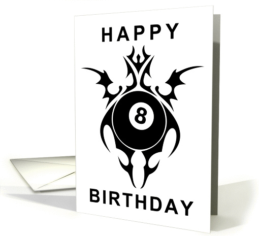 happy birthday : tribal eight ball card (718926)