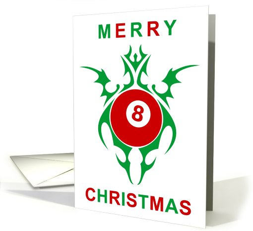 tribal eight ball merry christmas card (718937)