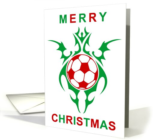tribal soccer ball merry christmas card (718945)