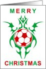 tribal soccer ball merry christmas card