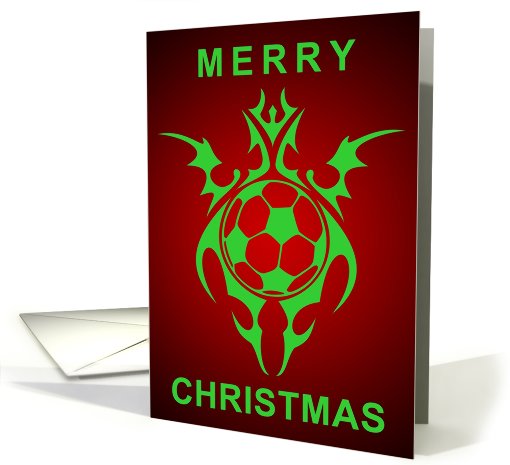 tribal soccer ball merry christmas card (718946)