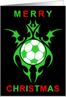 tribal soccer ball merry christmas card