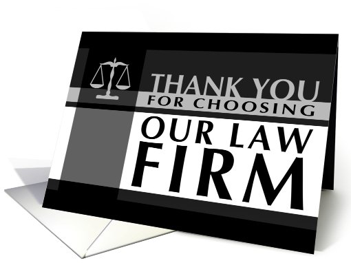 professional justice scales : thank you for choosing our law firm card
